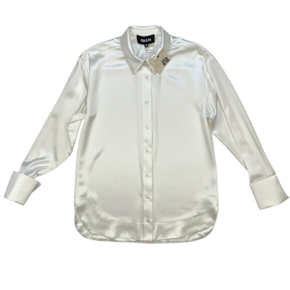 SER.O.YA Zucker Shirt Blouse XS Long Sleeve Button Front French Cuff Relaxed Fit - Picture 12 of 12